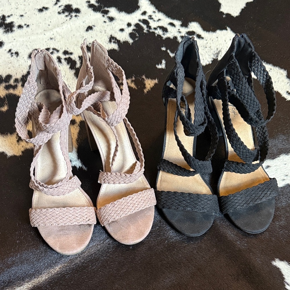 Vintage 7 Eight Strap Heels Size 10 - Set of 2